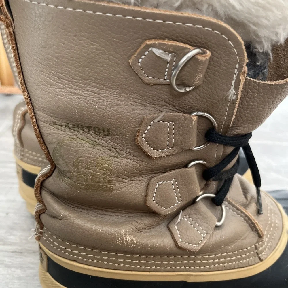 Sorel Manitou  Women's Winter Snow Boots Size‎ 6 Brown Tan Lined Vintage